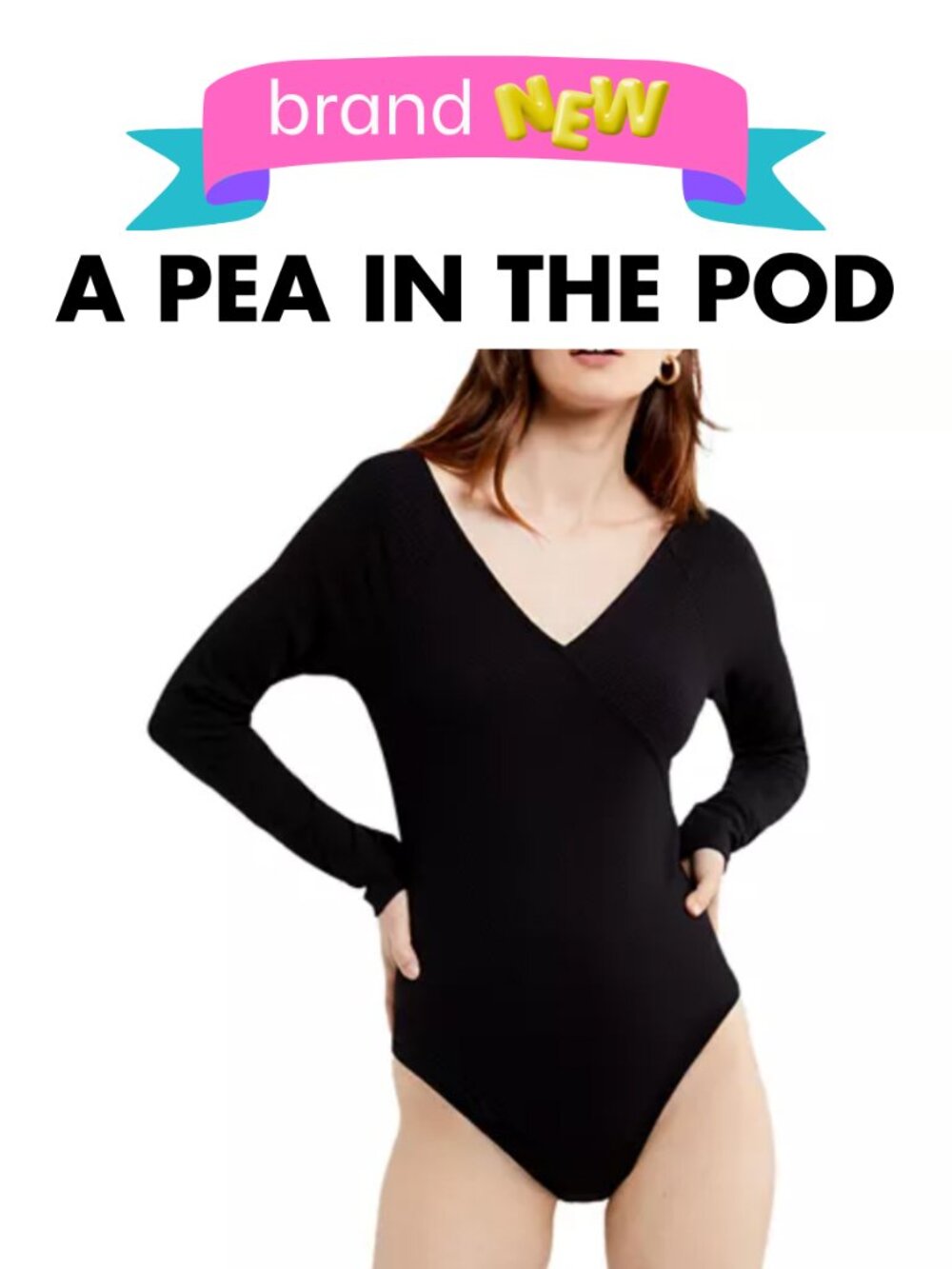 A Pea in the Pod V-Neck Maternity Bodysuit Black Size XS New w/Tags